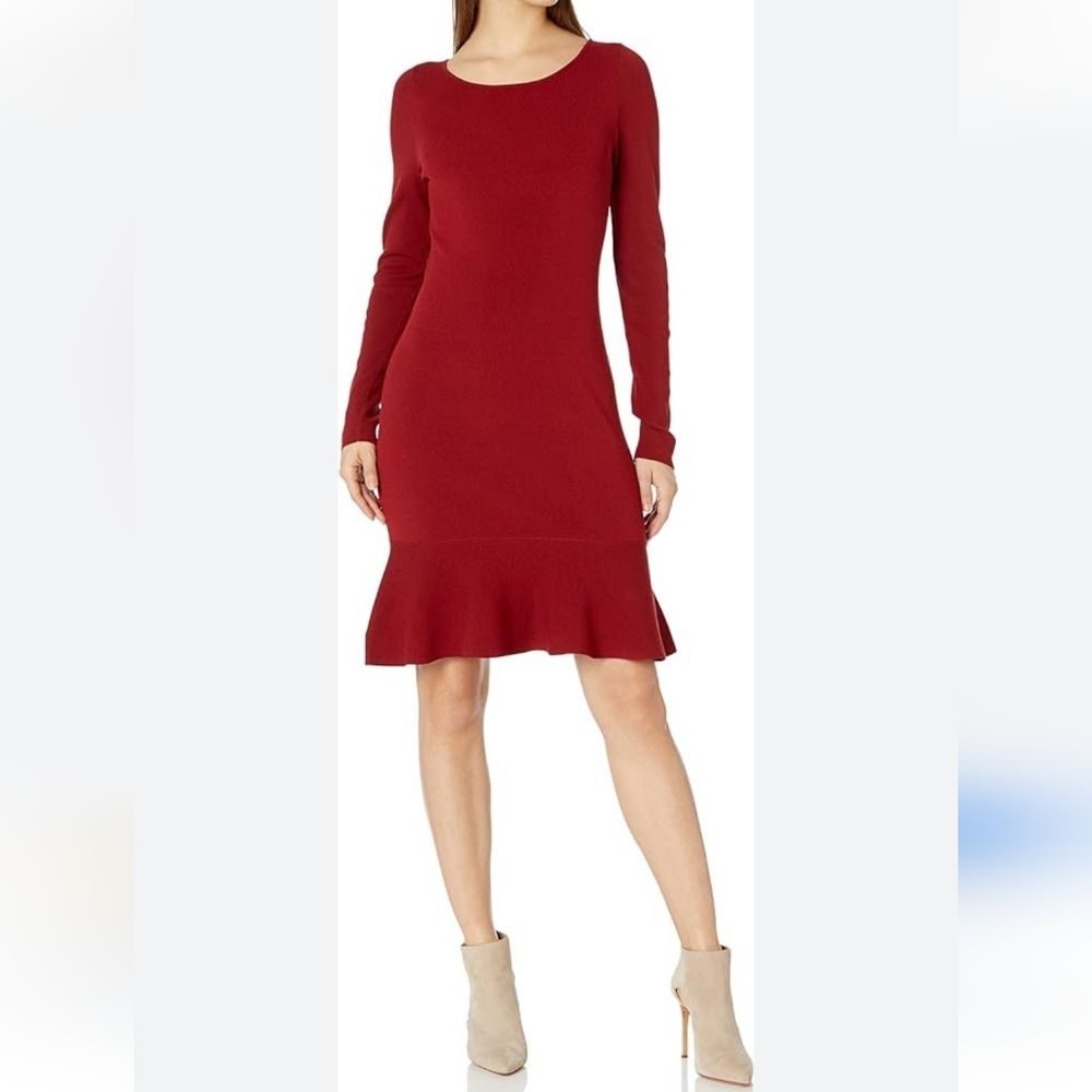 Bailey 44 Tara Knit Dress Tulip Hem Red Size S